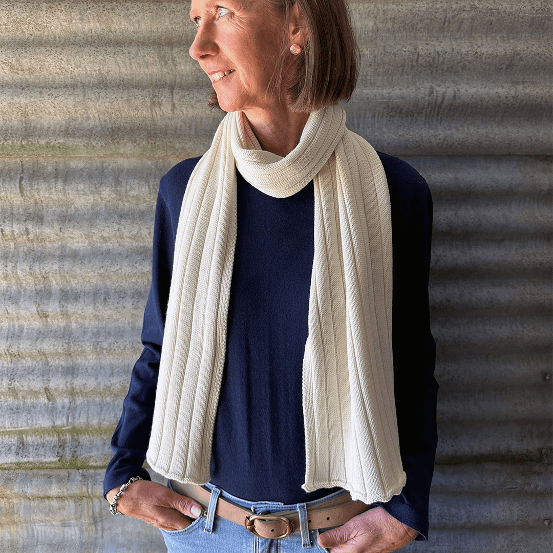 Casuarina Pure Millpost Merino Wide Ribbed Scarf