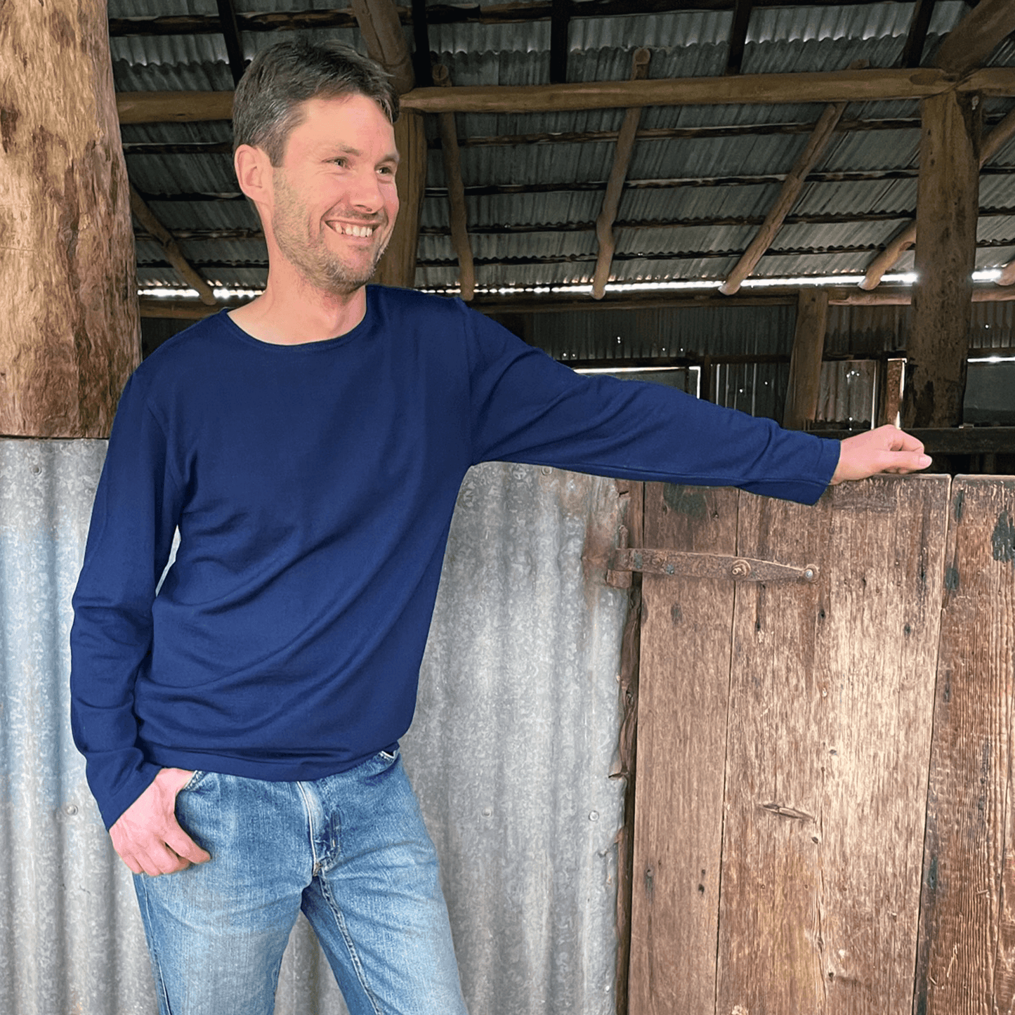 Australian made Grazier merino wool long sleeve tee