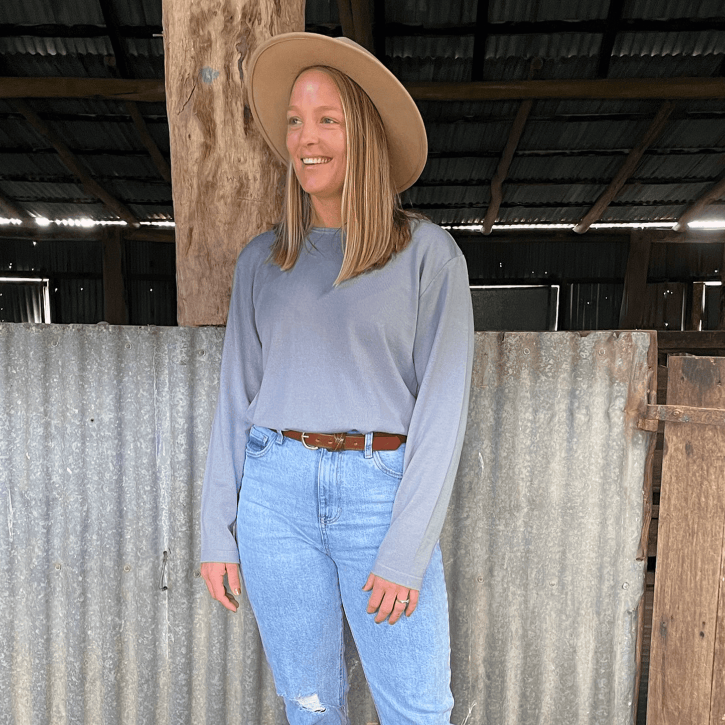 Australian made Grazier merino wool long sleeve tee