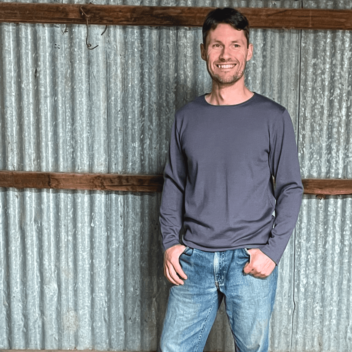 Australian made Grazier merino wool long sleeve tee