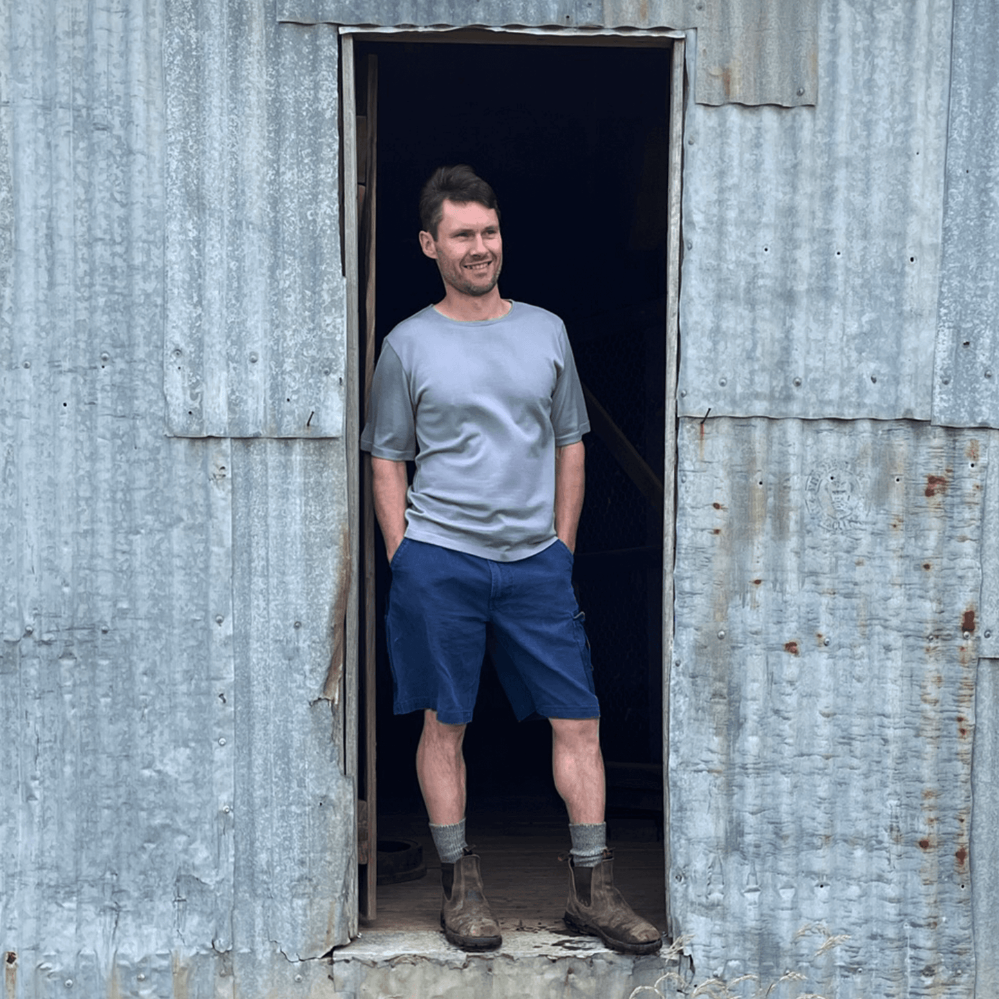 Australian made merino wool silver short sleeve t-shirt