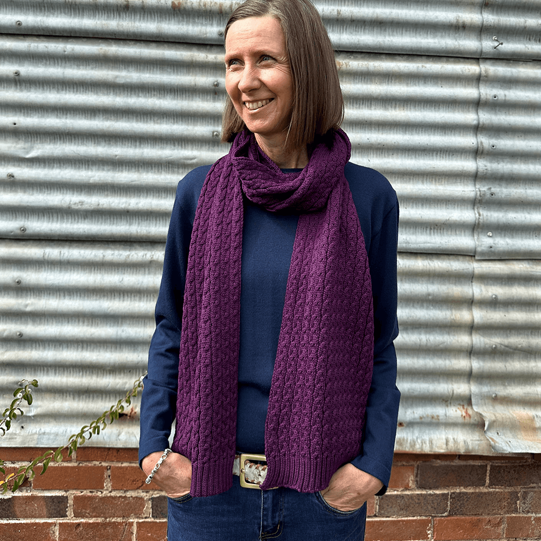 Danthonia Pure Millpost Merino Cable Knit Scarf