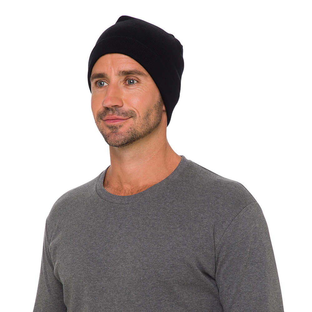 Australian black Pioneer merino wool beanie