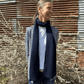 Australian merino mid navy cable knit scarf