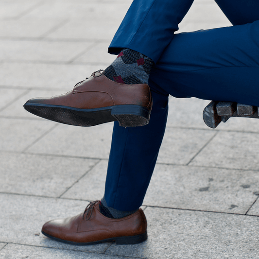 Walter Loose Top Argyle Merino Wool Dress Sock