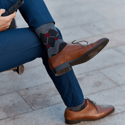 Walter Argyle Merino Wool Dress Sock